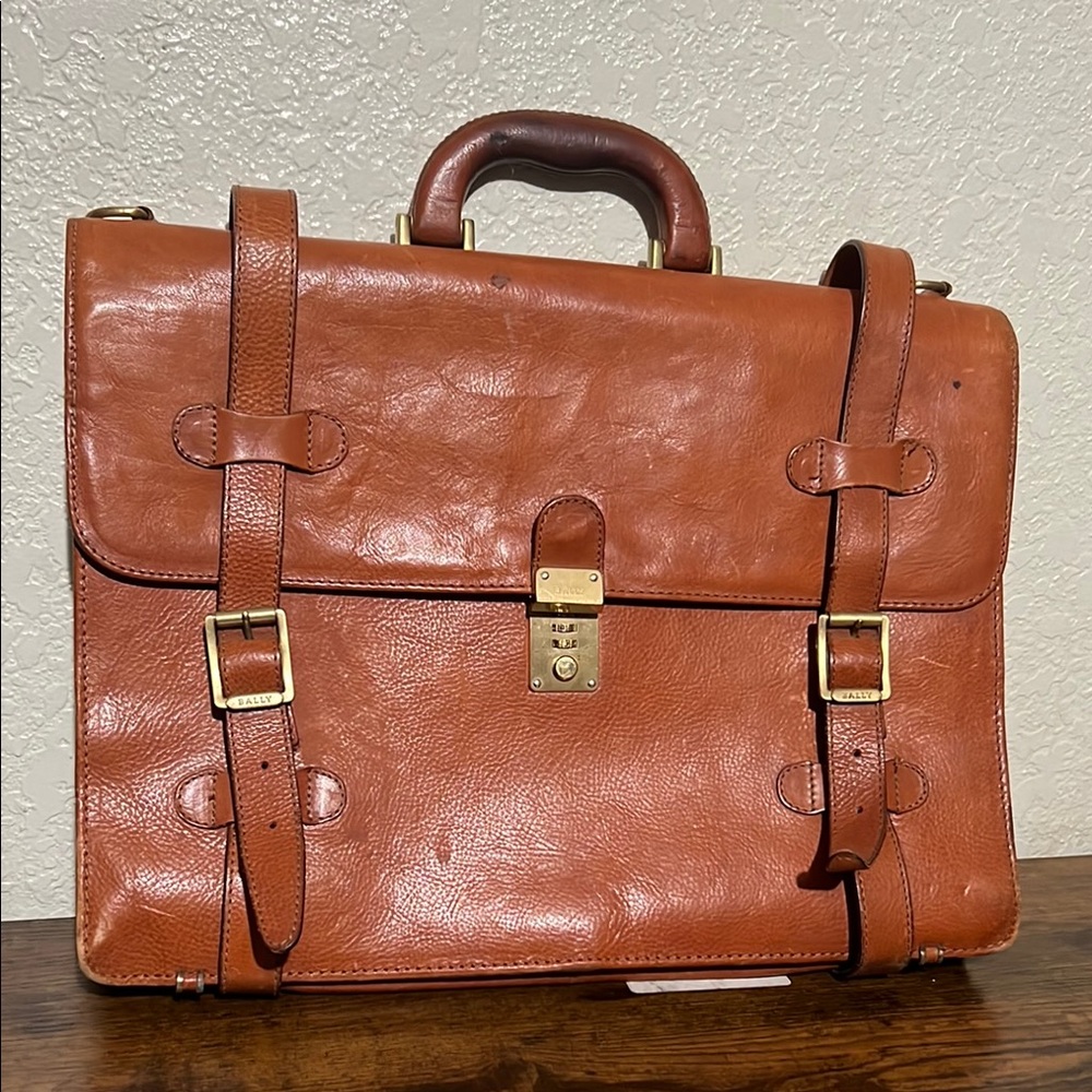 Bally Tan Leather Men's Briefcase